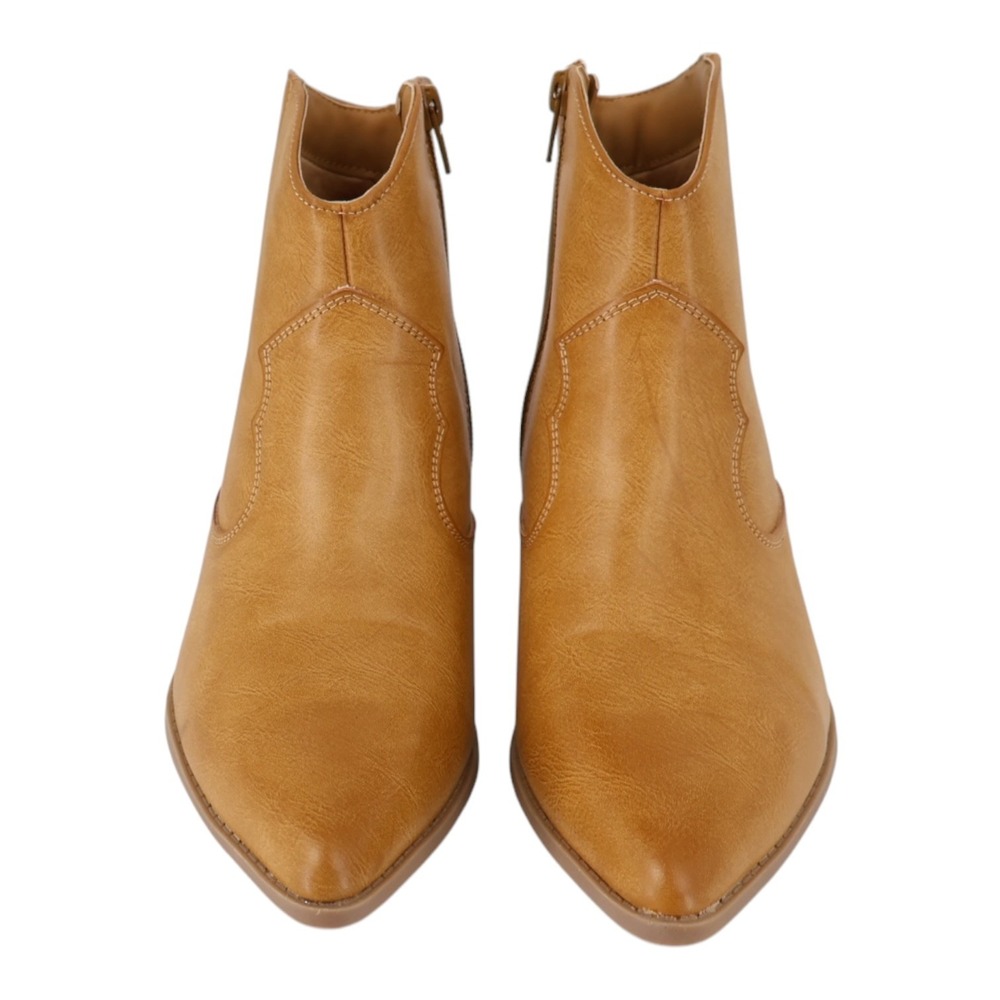 Journee Collection Taliah Tan Western Ankle Booties 8M Pointed Toe Zip New - Picture 2 of 7
